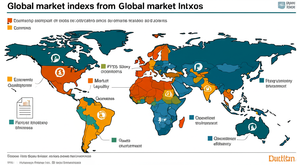 全球市場指數如明晟和富時羅素評估國家的插圖,基於經濟發展、市場規模、流動性、開放度、監管環境及運作效率分類市場地位
