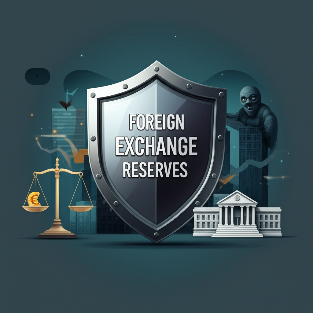 強大防護盾標記外匯儲備,守護國家經濟免受金融危機與外部衝擊,中央銀行調整貨幣天平以維持匯率穩定並確保國際支付