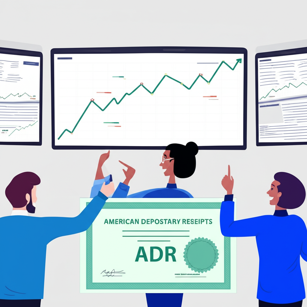 多元投資者觀看全球股票圖表與ADR存託憑證插圖