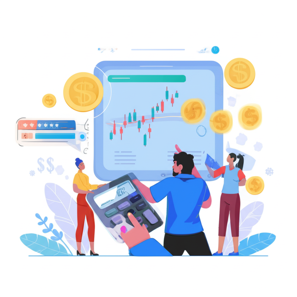 投資者使用計算機分析股票圖表,象徵智慧投資規劃