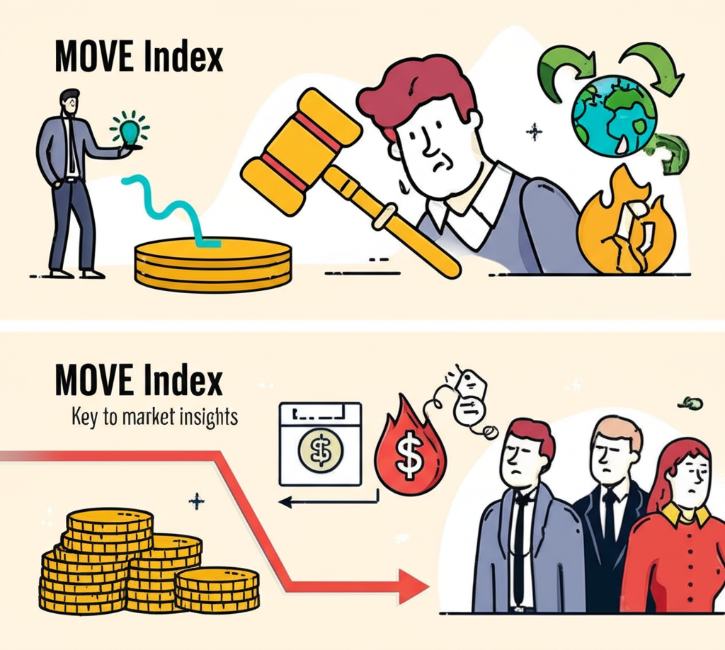 MOVE 指數高低變化與市場情緒的對比圖示