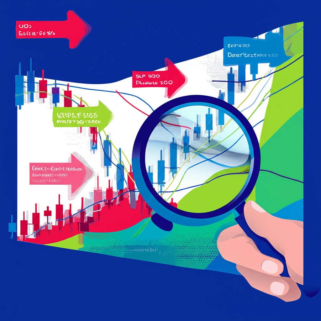 美國期貨指數走勢分析圖,展示S&P 500、納斯達克100和道瓊工業平均指數的趨勢與未來預測