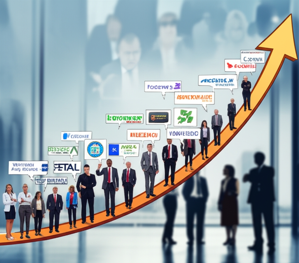 S&P 500 成分股代表美國經濟領導企業的多樣產業圖示