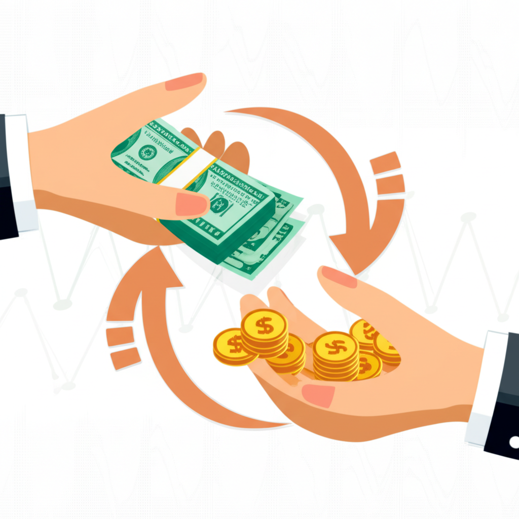 外匯交易買賣貨幣獲利的示意圖