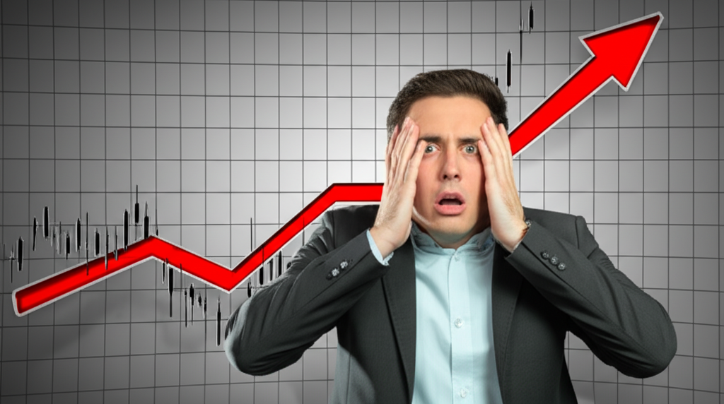 投資者驚慌注視漲停股票圖表插圖