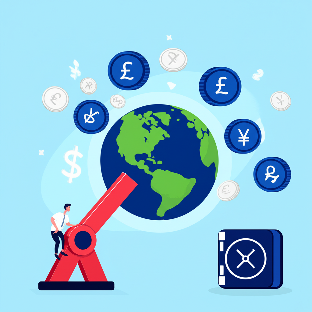 外匯保證金交易中槓桿機制與全球市場示意圖