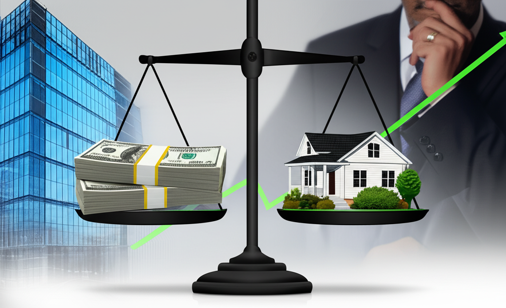 現金與多樣資產如債券、股票平衡秤的圖示,強調流動性與現金的區別