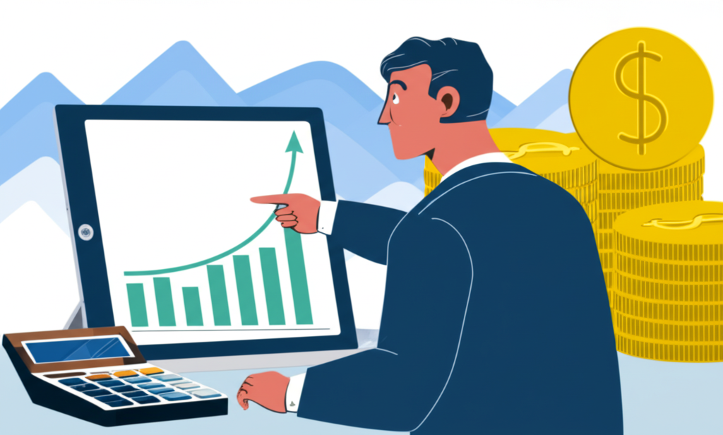 企業主檢視利潤成長圖表，象徵商業成功與財務健康