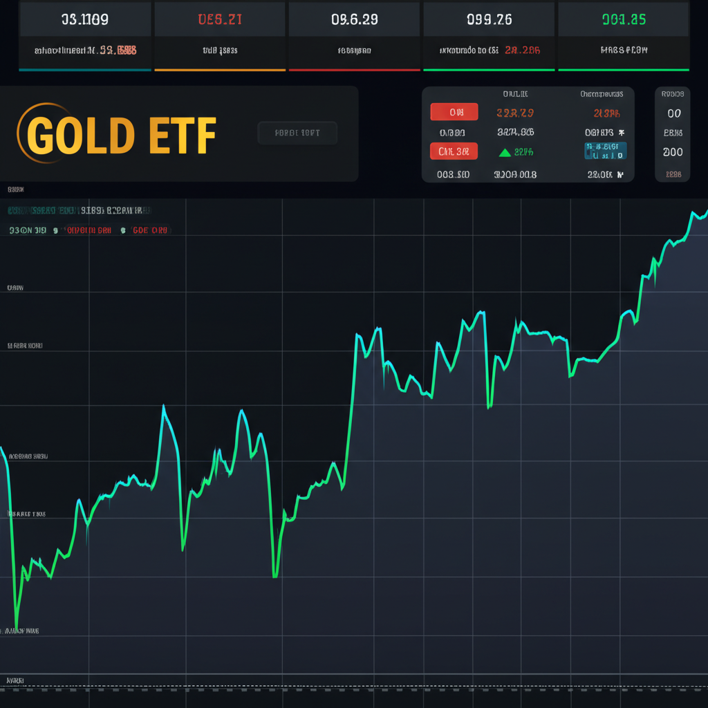 Seamless digital trading interface displaying gold ETF symbol and real-time price movements illustration