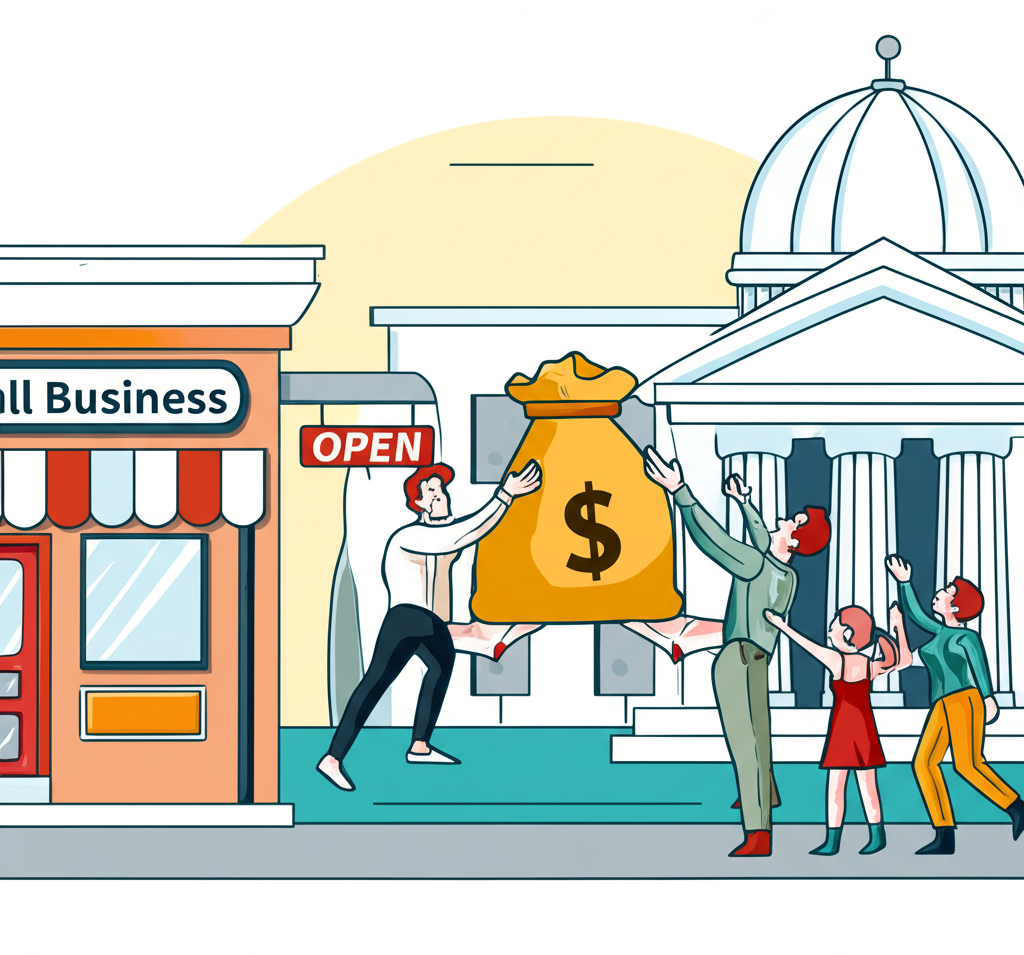 不同實體籌措資金的融資概念圖示，包含企業、個人與政府借貸行為