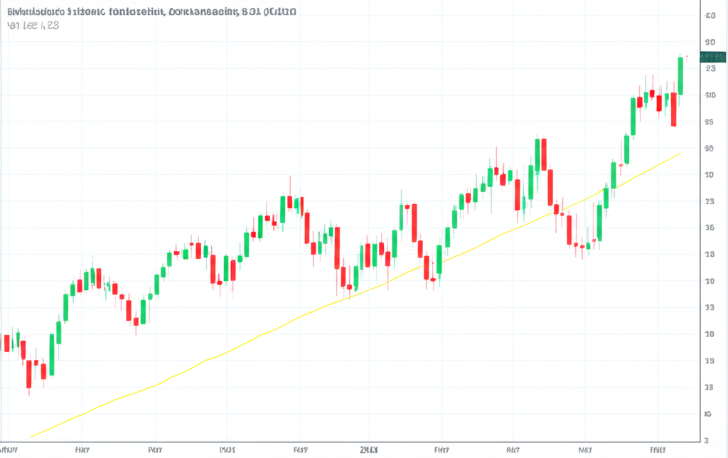 股市圖表顯示上漲趨勢中的溫和回調，象徵市場的呼吸與修正（插圖風格）
