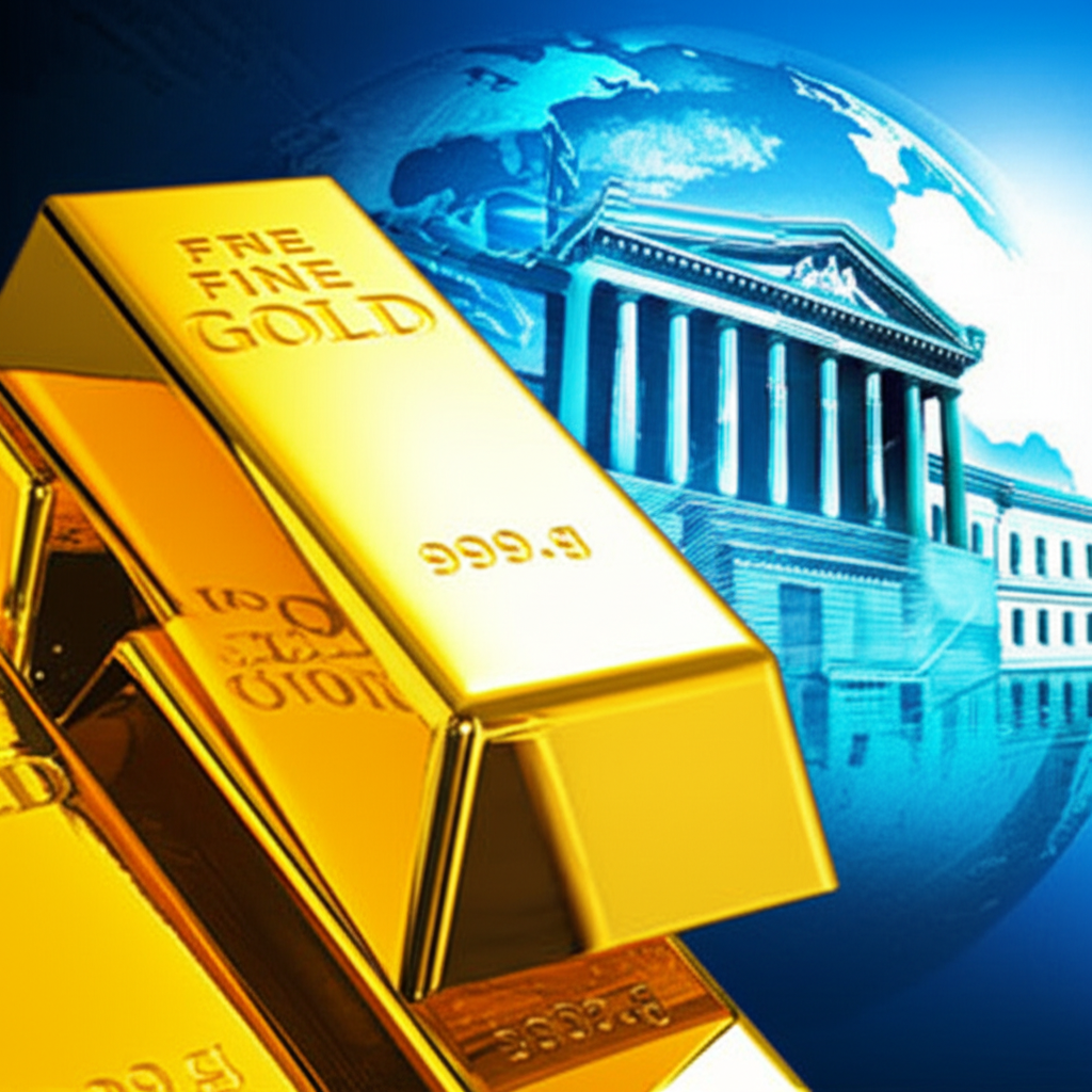 黃金儲備象徵國家財富與全球經濟穩定的插圖