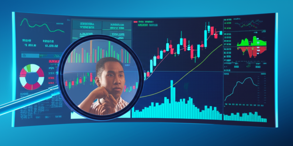 金融市場儀表板顯示 MACD 指標的插圖,代表新手與資深交易者的強大工具