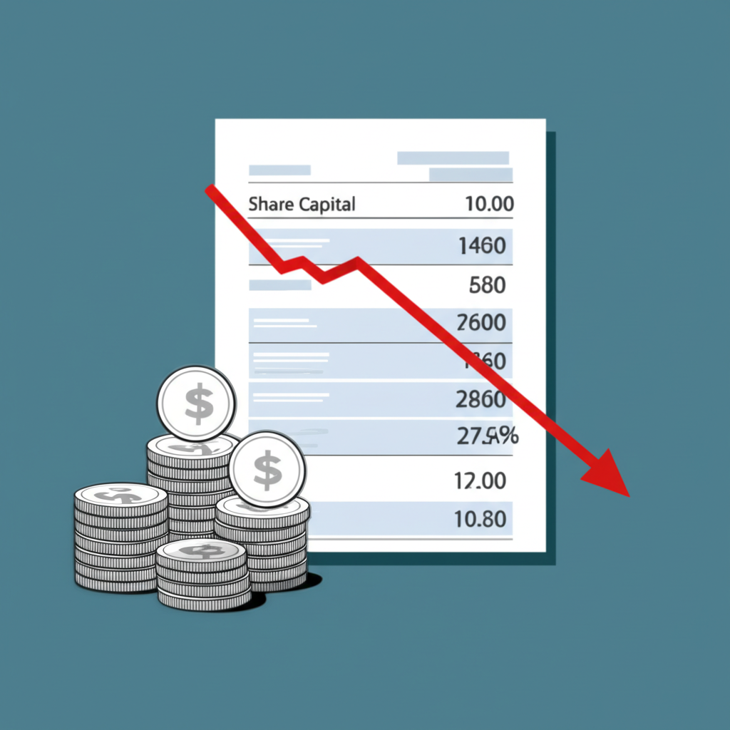 公司財務報表圖像,股本數字減少,從股份堆中移除小幣