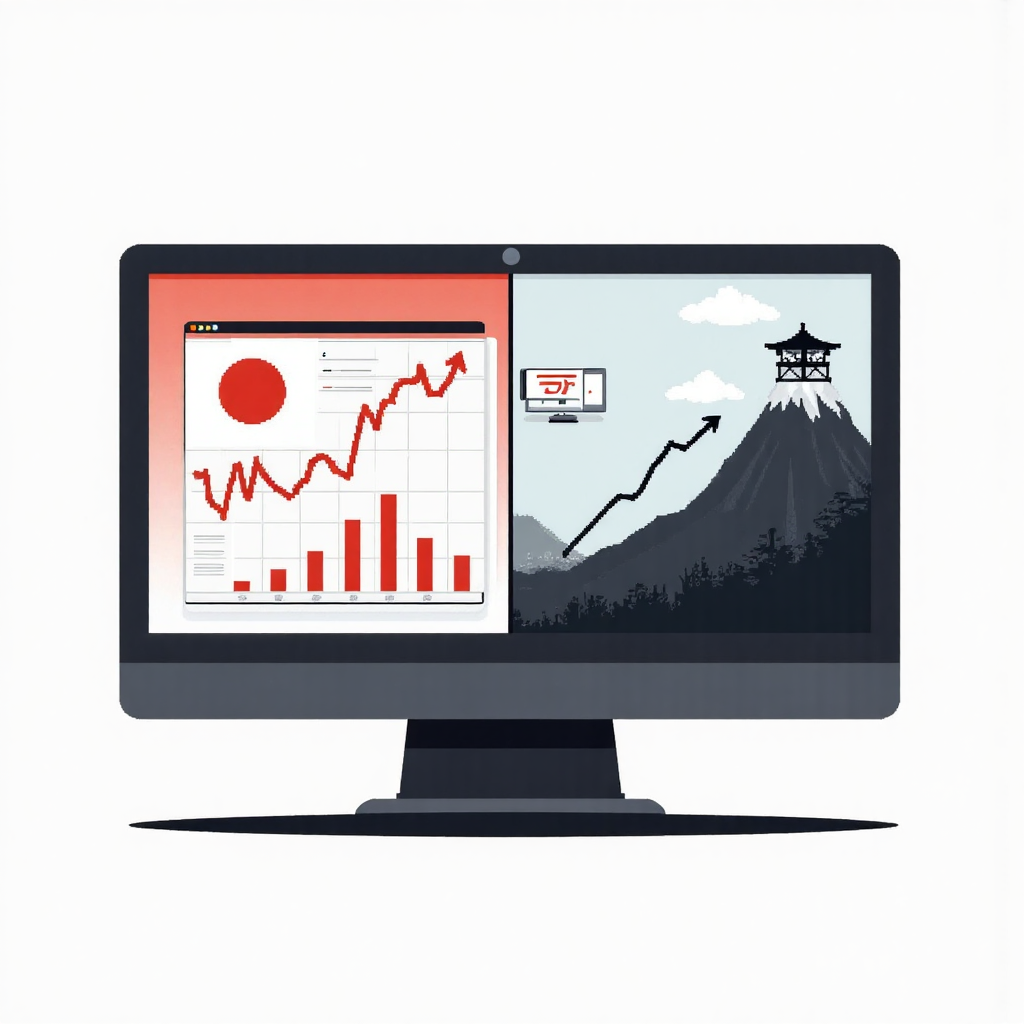 日本股市成長與日圓趨勢投資機會示意圖