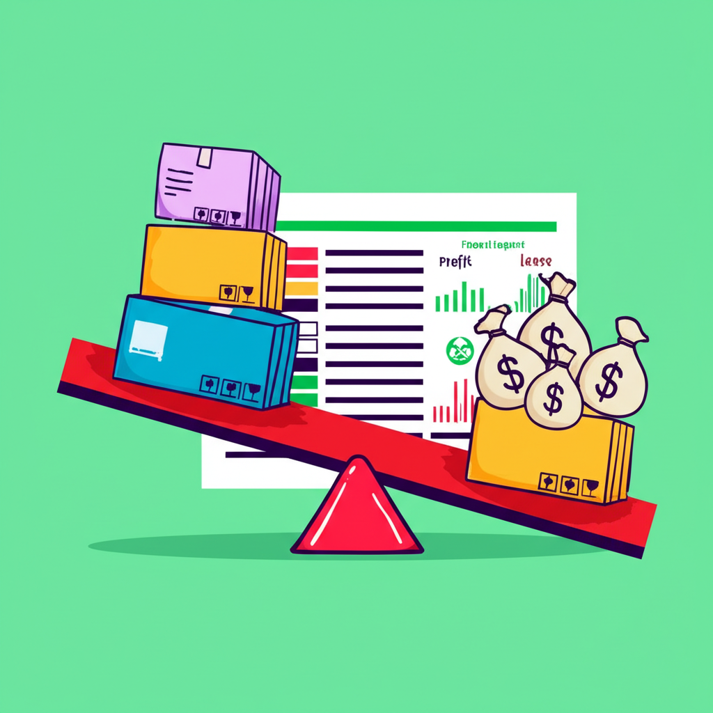 出口進口天平與投資者資金錢袋移動，財務報表顯示盈虧