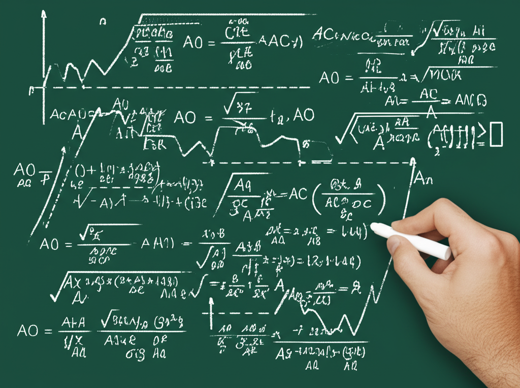 黑板上AO與AC指標計算公式與移動平均線