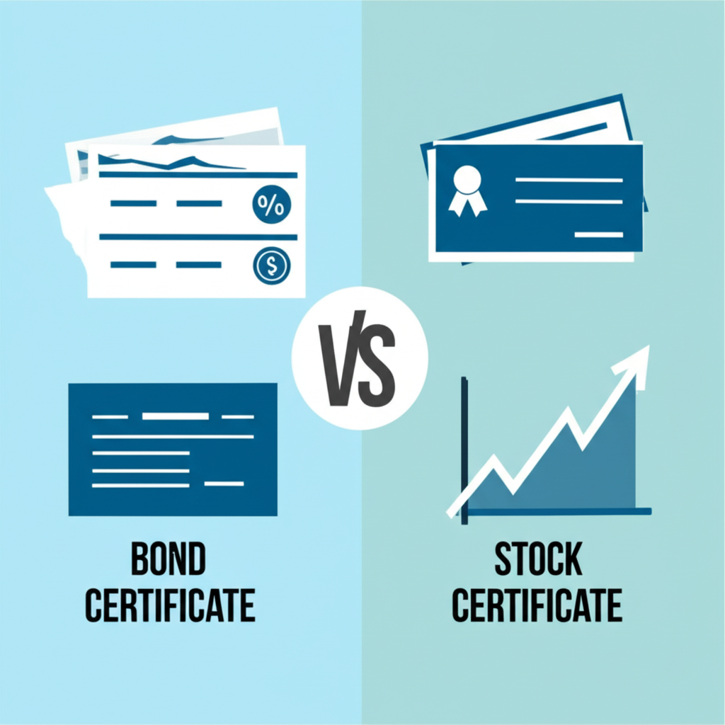 債券與股票憑證的對比，強調債券固定收益與低風險的特點