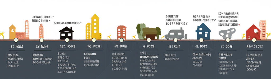 美國重大經濟衰退事件歷史時間線插圖，包含關鍵日期及其獨特挑戰與影響象徵