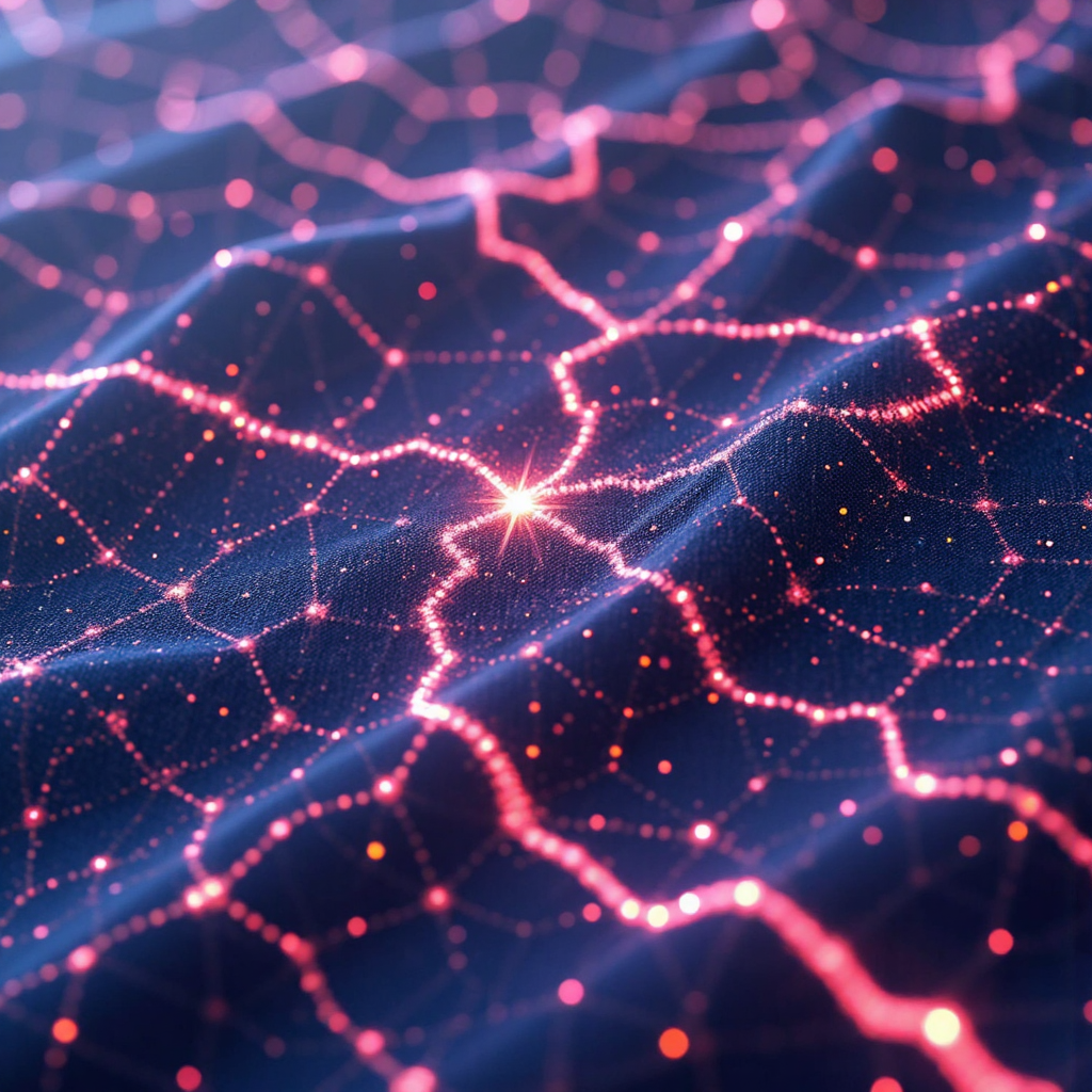 數據點互聯網絡的抽象像素藝術圖像,展示發光線條連結的關係與柔和色調