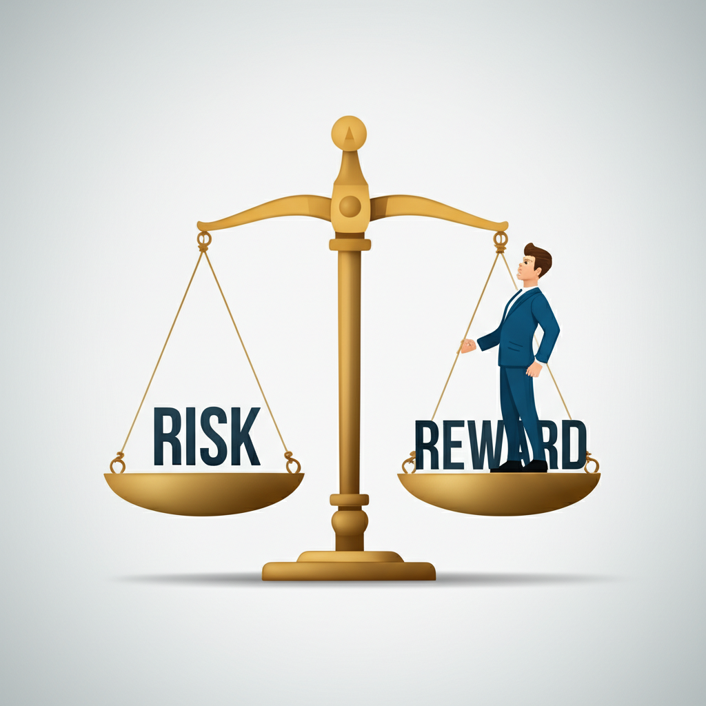 投資者平衡風險與報酬的天平,顯示承擔風險的額外回報