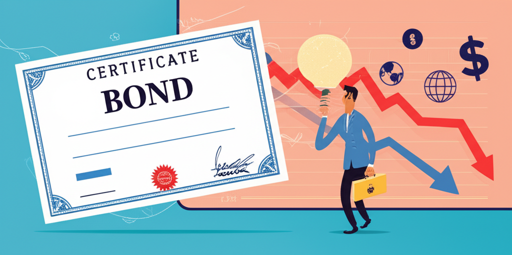 債券價格與利率逆向關係的金融市場插圖，顯示上升利率導致債券價格下跌的場景