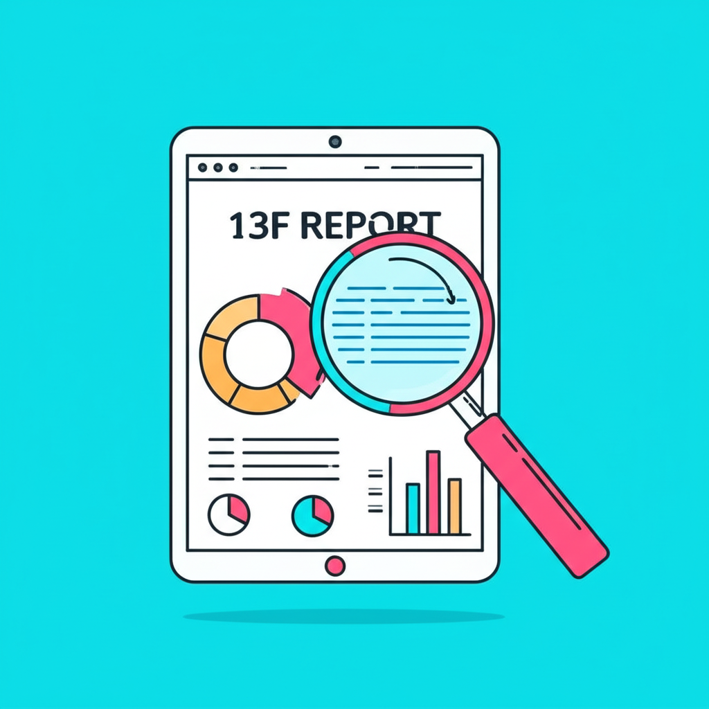 數位報告顯示13F圖表與放大鏡象徵投資追蹤過程