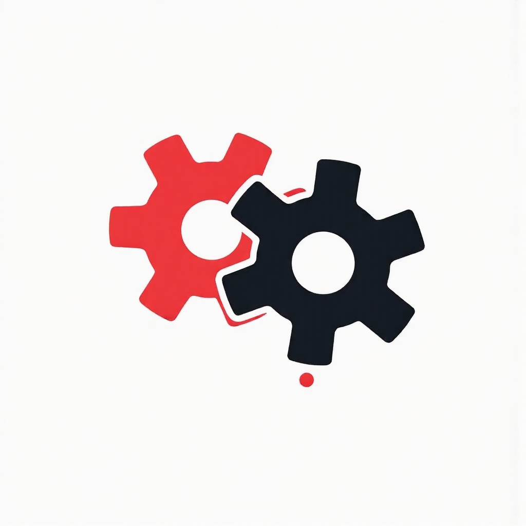 兩個平滑互鎖齒輪的極簡像素藝術圖像,象徵變數間的連結,以潔白背景與單一突出色彩呈現