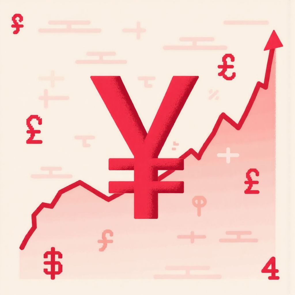 日圓符號與全球貨幣圖表示意圖