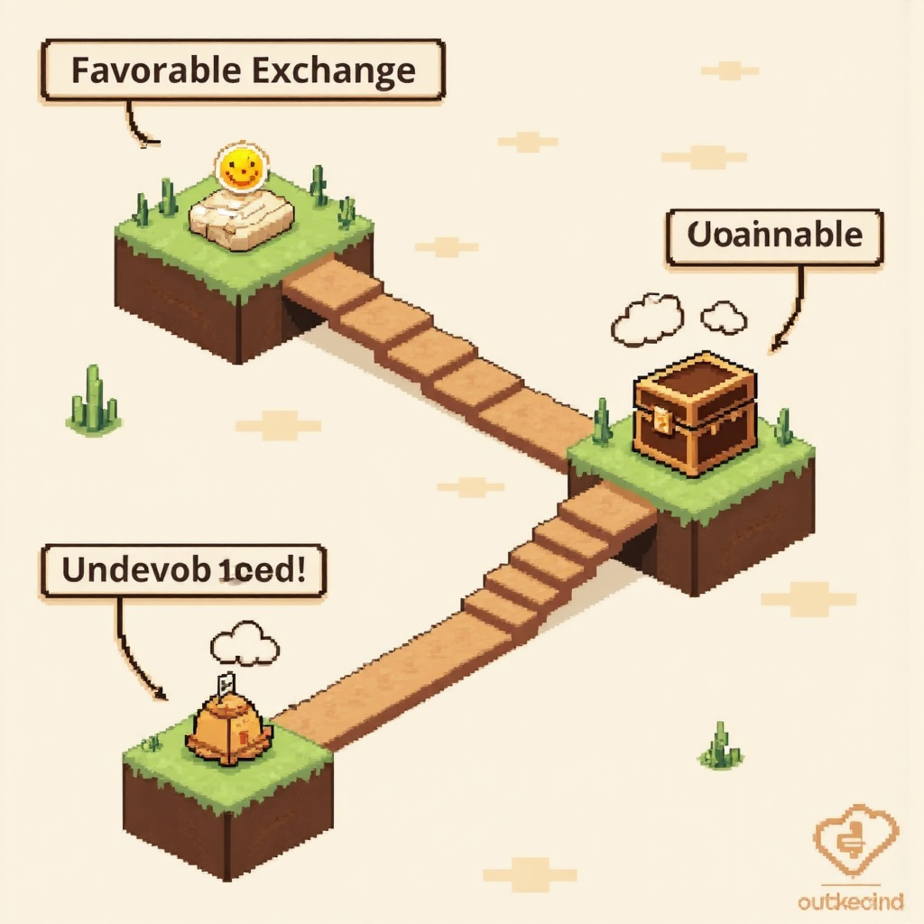 有利與不利匯率交換的資訊圖示插圖，展示向上趨勢的陽光路徑與向下趨勢的陰雲路徑