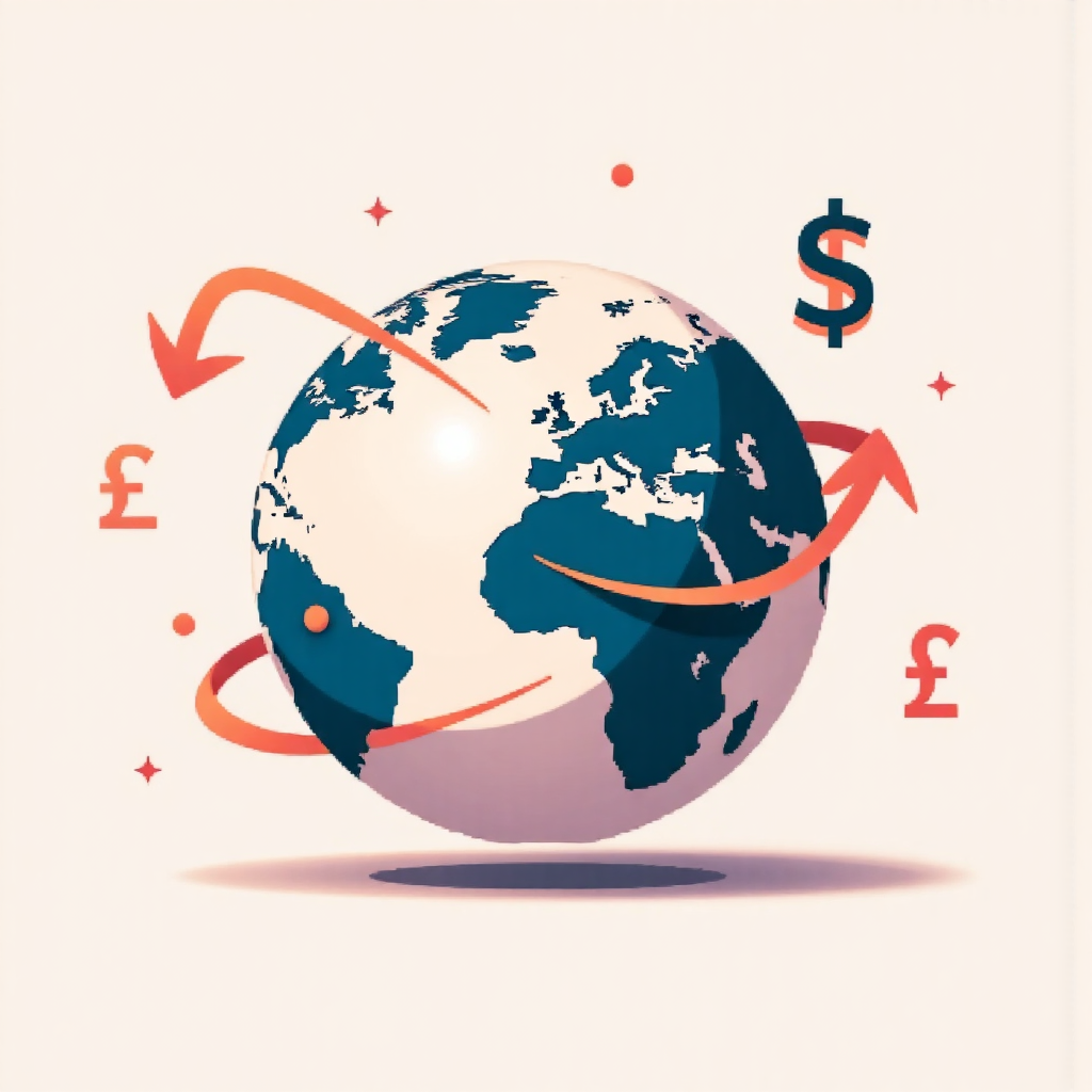 USD 符號環繞地球的貨幣交換圖示，象徵全球經濟脈動
